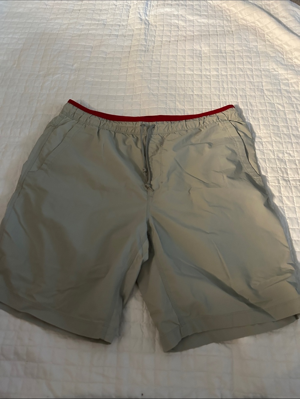 Pacific Trail Men's Light Khaki Hybrid Shorts with Red Waistband